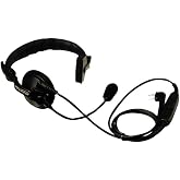 Kenwood Lightweight Single Muff Headset with Boom Microphone and in-line PTT, Black