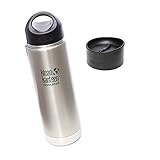 Klean Kanteen Coffee Set Wide Mouth Insulated Bottle w/ 2 Caps (Stainless Loop Cap and Cafe Cap) - Brushed Stainless 20 oz.