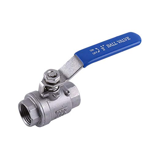 15mm Ball Valve, 1/2'' NPT Full Port 2 Way Rotary Lever Stainless Steel SS304 2 Pieces Ball Valve Pieces Ball Valve WOG1000