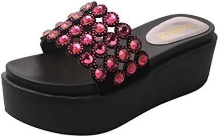 WOCACHI Women Shoes Fashion Solid Color Crystal Thick Bottom Flatform Shoes Sandals