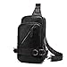 BAOSHA Stylish XB-06 PU Leather Men's Shoulder Sling Backpack Cross Body Bag Black
