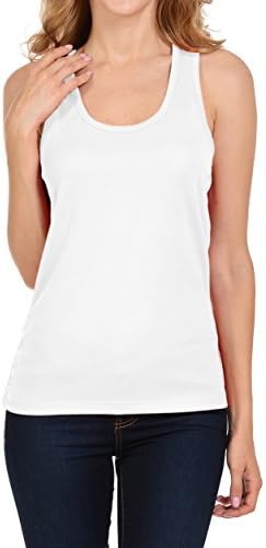 FRESH TEE Women's Sport Racer-back Tank Top (Medium, White)