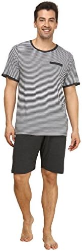 Suntasty Mens Shorts Pyjamas Long Sleeve Top&Pants Nightwear