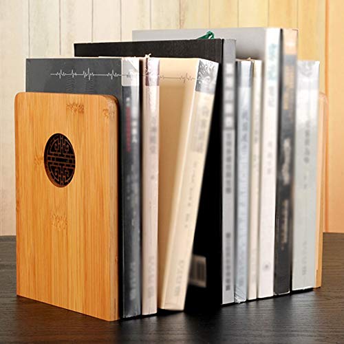 MAGO Retro Chinese Style Nature Beech Wood Book Book Ends for Shelf Home Office Library Decoration Log Color (Square),1210.516cm