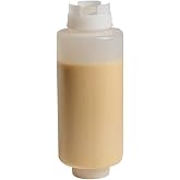 Restaurantware 32oz. FIFO Inverted Plastic Squeeze Bottle with Refill and Dispensing Lids - First In First Out - Perfect for Restaurants, Catering, and Food Trucks - 1ct box