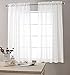 Lazzzy White Sheer Curtains for Living Room 63 Inch Length Window Treatment Sets Rod Pocket Voile Curtain Panels for Bedroom Sold in Pairs