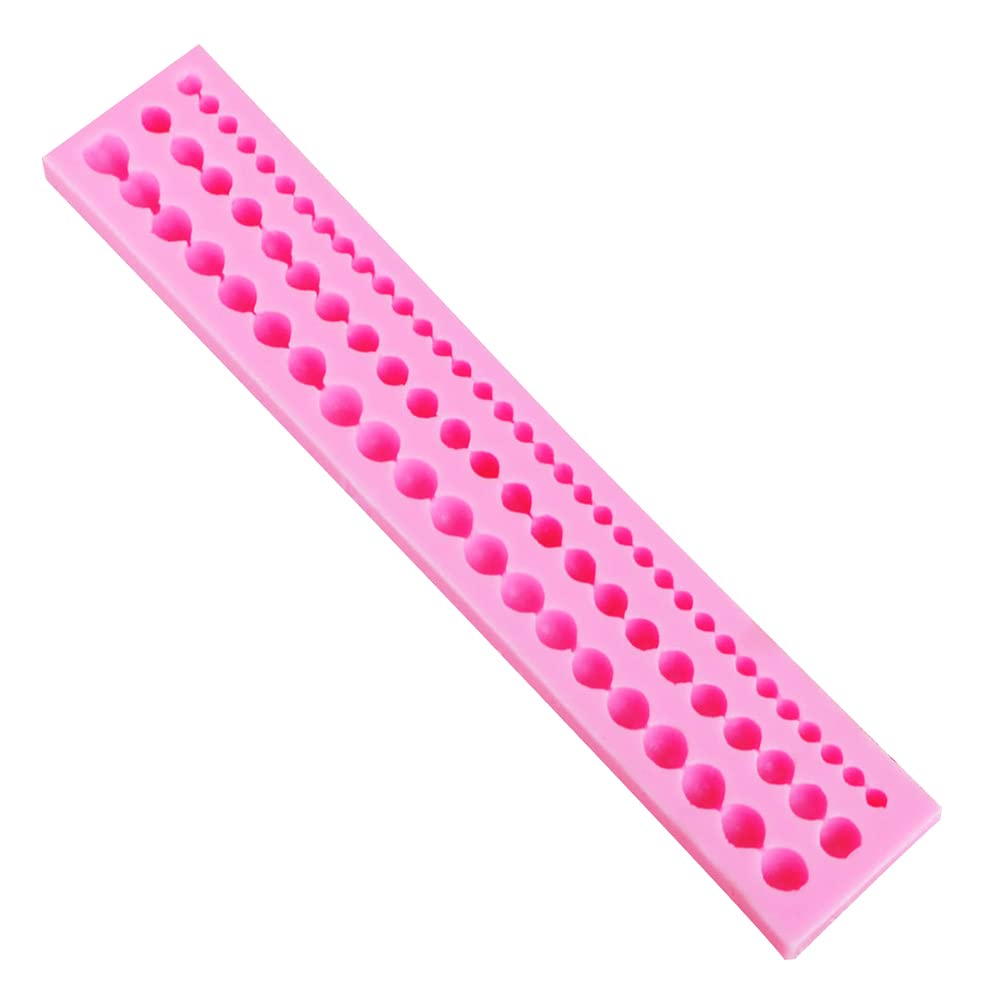 Pearl Fondant Mould Three-Dimensional Strip Silicone Cake Mold Pink Fondant Decoration Mold Suitable for DIY Cake Making Decoration Baking Tools