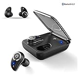 True Wireless Earbuds, Yocuby TWS Bluetooth Headphones V4.2 HiFi Stereo Touch Sensor Hands Free Mic Noise Reduction IPx7 Waterproof 2000mAh Charging Case Power Bank for Cellphone Ergonomic Design