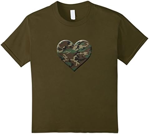 Kids I Love You American Soldier Troops Camo Heart Emoticon Shirt 6 Olive