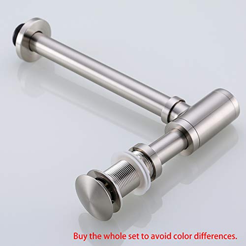 RANDOM Brass Contemporary Round Bottle P-Trap 1 1/4,Basin Sink Waste Drain P-TRAP Kit. (Pop Up Drain Brushed Nickel)