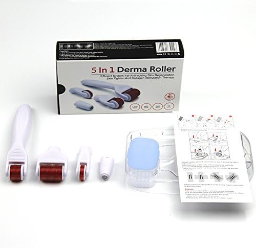 Skin Rolling Derma Pin System 5 in 1 (0.5,1,1.5,2mm) Wrinkles Scars Damaged Skin White/Red