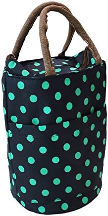 Lunch Hand Bags, SUROY Peach Suede Foil Insulated Cold Drinks Bag, Portable Outdoor Camping Round Zipper Cooler Bag Lunch Box Package (Round Wave Point)