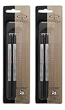 Parker Quink Ink Refill Cartridges for Rollerball Pens, Medium Point, Black,(3221531) (2-Pack of 2)