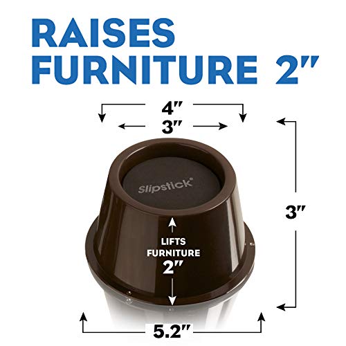 Slipstick CB654 2 Inch Lift Furniture Risers / Bed Risers, Adds 2