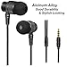 KINVOCA Wired Metal In Ear Earbuds Headphones with Microphone Volume and Case, Bass Stereo Noise Isolating Inear Earphones Ear Buds for Cell Phones, Aluminum Alloy, Carabiner, 3.5mm Jack, Black