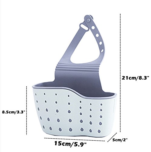 Kinteshun Kitchen Sink Caddy Sponge Holder Hang Basket for Scrubber Dish Brush Kitchen Accessories Organizer (Light blue)