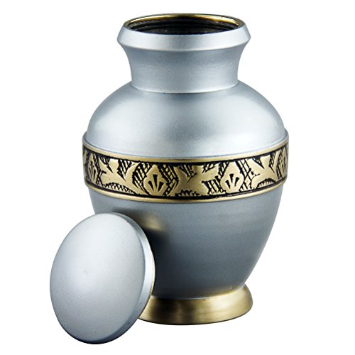 MEILINXU Keepsake Funeral Urn by Mini Cremation Urn for Human Ashes Adult- Brass Hand Engraved- Fits a Small Amount of Cremated Remains- Display Burial Urn at Home or Office (Elsene Sky Blue Baby Urn