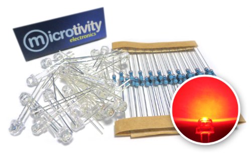 microtivity IL311 4.8mm Wide Angle Red Straw Hat LED w/ Resistors (Pack of 30)