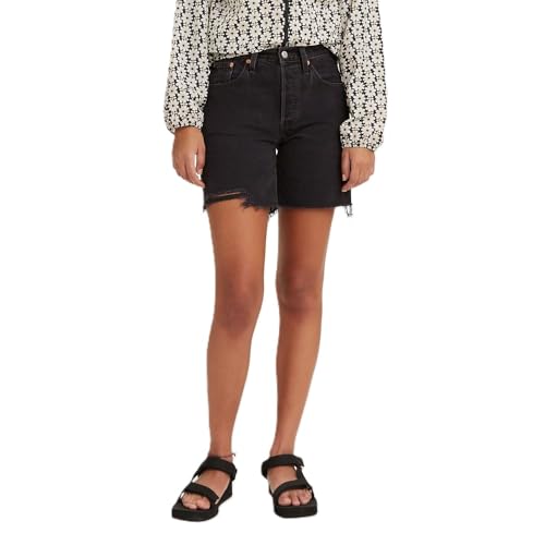 Levi's Women's Premium 501 Mid Thigh Short, Lunar Black, 25