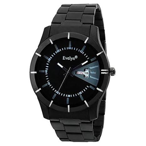 Black Dial Analog Sports Watch for Men Boys | Black Stainless Steel Casual Stylish