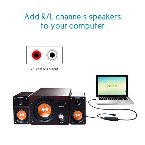 USB Stereo Sound Card - USB to 3.5mm(4 Section) Stereo Audio Adapter, USB to RCA(R/L) Soundcard for PS4 Pro,Gaming Headphone, Desktop Soundbar
