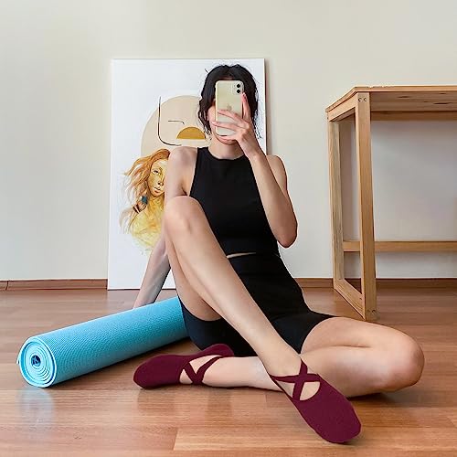 6 Pairs Non-Slip Yoga Socks With Grips For Pilates Barre Hospital Use