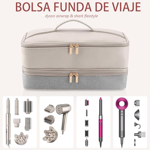 GDBYUE Estuche para Shark Flexstyle y Dyson Airwrap | Doble Capa de PU Impermeable, Portátil con Gancho Colgante, Ideal para Hair Tools, Viaje