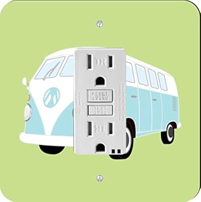 Rikki Knight 8896 Green Camper Van Design Light Switch Plate