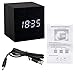 PerryLee Wood Wooden Cube Digital LED Light Desk Travel Mute Alarm Clock USB/AAA Timer Temperature Snooze Voice Sound Control