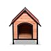 Tangkula Dog House, Wooden Pet Kennel, Outdoor Weather Waterproof Pet House, Natural Wooden Dog House Home with Reddish Brown Roof, Pet Dog House (Small, Natural Wood)