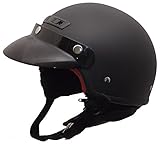Core Helmets Deluxe Half Helmet (Flat Black, Large)