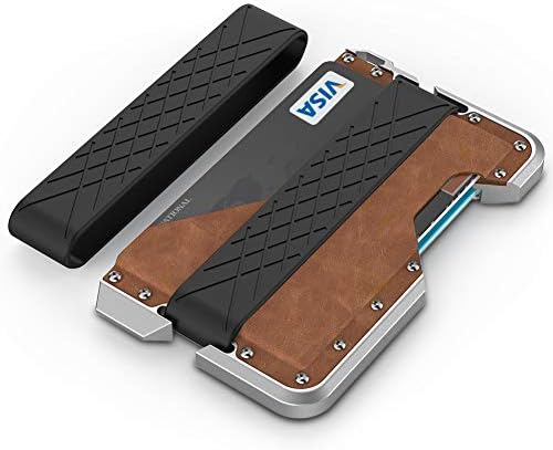 Metal Wallet for Men, Tearcam Metal Money Clip Minimalist Front Pocket Wallet Leather RFID Blocking Credit Card Holder, Aluminum Travel Card Case