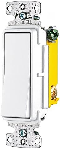 Bryant Electric RSD115W Residential Rocker Switch, Single Pole, 15 Amp, 120V, Self-Grounding, White