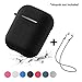 Airpods Case, Airpods Strap, Airpods Silicone Protective Cover with Earphone Sports Anti-lost Strap, Colorful Full Body Soft Skin for Apple Airpods Charging Case (Black)
