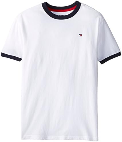 Tommy HilfigerBoys' Core Crew Short Sleeve Ken, 100% Cotton Jersey, Solid Color with Embroidered Logo, V-Neck & Crewneck Ringer T-Shirt Styles