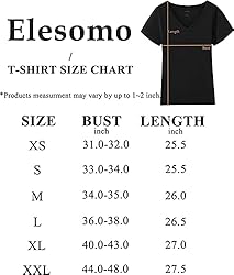Elesomo Women's T-Shirts V Neck Cotton Tops Short