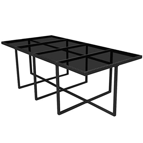 vidaXL Gartenmöbel 13-TLG. mit Auflagen Sitzgruppe Gartenset Sitzgarnitur Gartengarnitur Gartentisch Esstisch Stühle Poly Rattan Schwarz – Bild 6