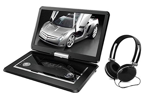 Sykik-SYDVD0133-141-Inch-All-multi-region-zone-free-HD-swivel-portable-dvd-playerUSBSD-card-slot-with-headphones-Ac-adaptor-car-adaptor-Remote-control-one-year-waranty-Black