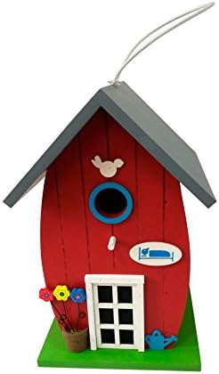 Multi-color Painted Wood Bird Hoouse Backyard Style Red