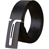 Zentavi Black Suit Genuine Leather Belt with Gold Buckle – Adjustable for Dress or Casual