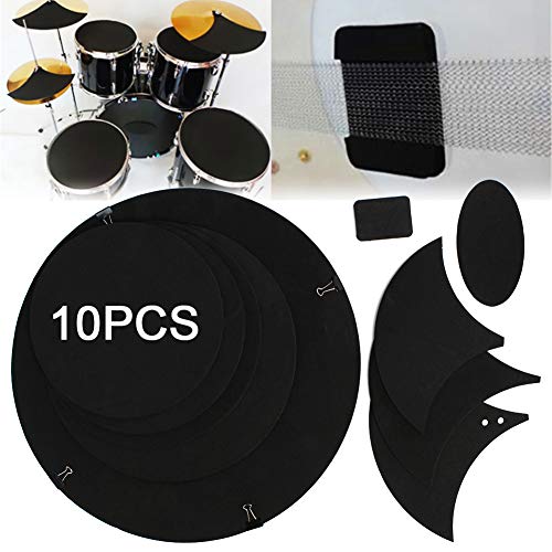 qInsSZm 10Pcs Bass Snare Drum Sound Off Quiet Mute Silencer Drumming Rubber Practical Pad Set - Thumbnail 5