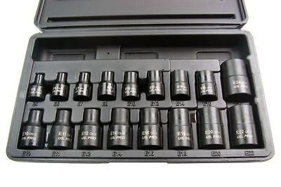 US PRO 17pc 3/8" & 1/2"dr Impact E-TORX SOCKETS E5-E24 B1357
