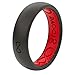 Groove Life Silicone Wedding Ring for Women - Breathable Rubber Rings for Women, Lifetime Coverage, Unique Design, Comfort Fit Womens Ring - Thin Solid Midnight Black / Red Size 7