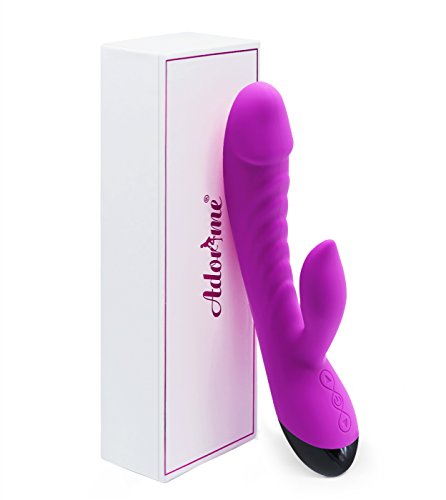 G-Spot Rabbit Waterproof Rechargeable Dildo Vibrator Adult Sex Toys for Women - Adorime Silicone Clitoris Vagina Stimulator Massager with 50 Speed Sex Things for Couples - Purple