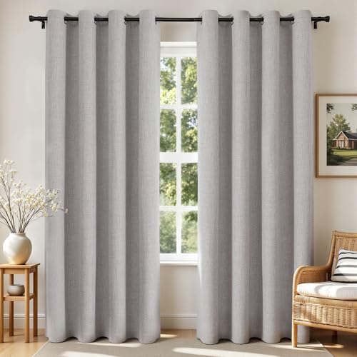 Joydeco Verduisterende gordijnen 160 cm lang, 2 panelen burg, kamerverduisterende gordijnen voor slaapkamer, 100% verduisterende thermische gordijnen met textuur, privacybescherming, set met 2 panelen