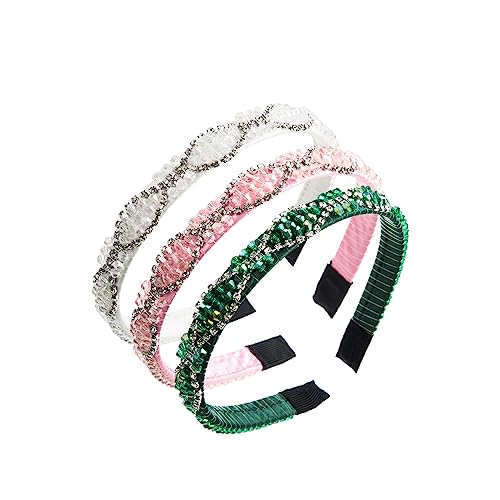 HEILA 3PCS Crystal Rhinestone Headband for Women Girls Thin Hair Hoop Fashion Hair Accessories