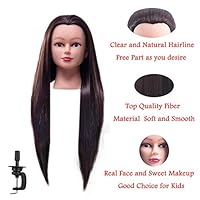 FABA Mannequin Head Synthetic Fiber Hair 26-28 inch Long Hair Styling Training Head Cosmetology Doll Head Hairdressing for Cutting Braiding Practice with Free Clamp (4#)