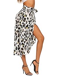 Newchoice falda de leopardo bohemio para dama de alta baja división de verano playa Midi Wrap faldas