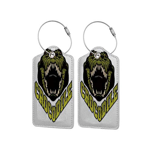 Flexible Travel Leather Luggage Tag,Angry Alligator Mascot,With Name ID Card Perfect to Quickly Spot Luggage Suitcase - Thumbnail 5