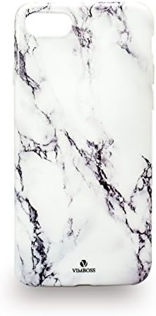 iPhone 7 case Slim Marble, Vimboss Flexible Soft TPU cover with Fabulous Glossy Pattern (White Marble)